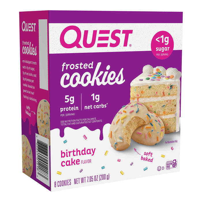 Quest Nutrition Frosted Cookies 8x25g Birthday Cake - Chocolate at MySupplementShop by Quest Nutrition