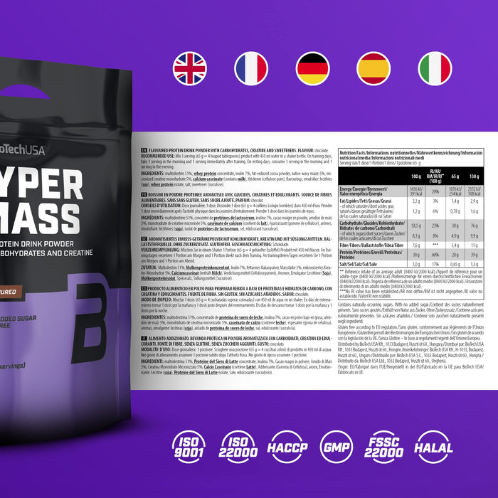 BioTechUSA Hyper Mass, Chocolate - 6800 grams | High-Quality Weight Gainers & Carbs | MySupplementShop.co.uk