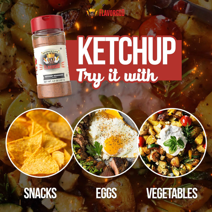 FlavorGod Ketchup Flavored Seasoning - 128g | High-Quality Health Foods | MySupplementShop.co.uk