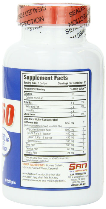 SAN Pure CLA 1250 - 90 softgels | High-Quality Slimming and Weight Management | MySupplementShop.co.uk