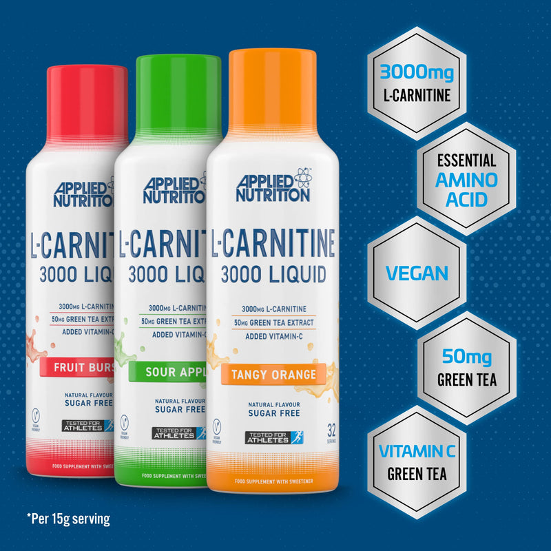 Applied Nutrition L-Carnitine 3000 480ml | High-Quality Slimming and Weight Management | MySupplementShop.co.uk