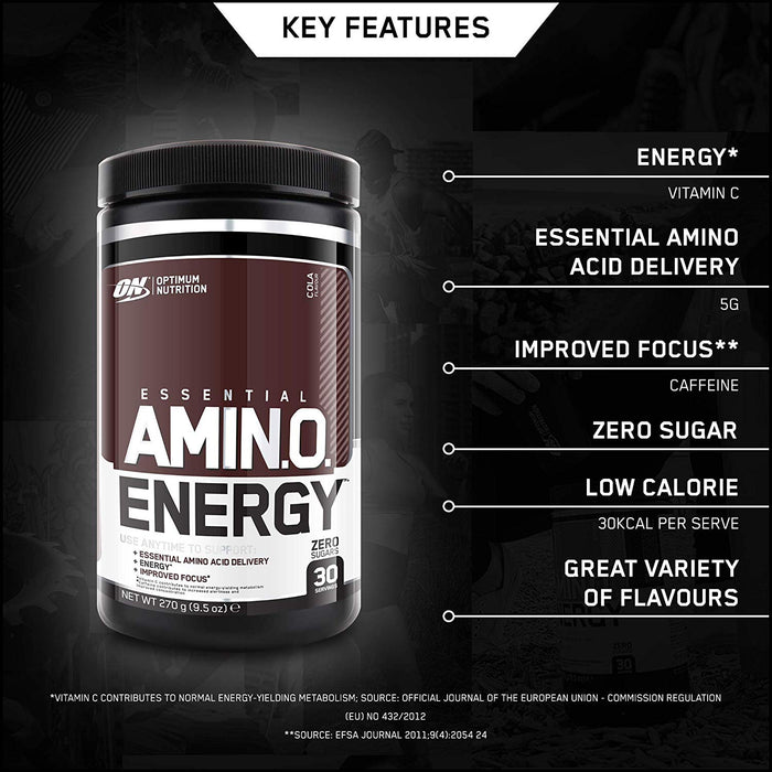 Optimum Nutrition Amino Energy Pre Workout Powder Keto Friendly with Beta Alanine Caffeine Amino Acids and Vitamin C 30 Servings 270g - Amino Acids and BCAAs at MySupplementShop by Optimum Nutrition