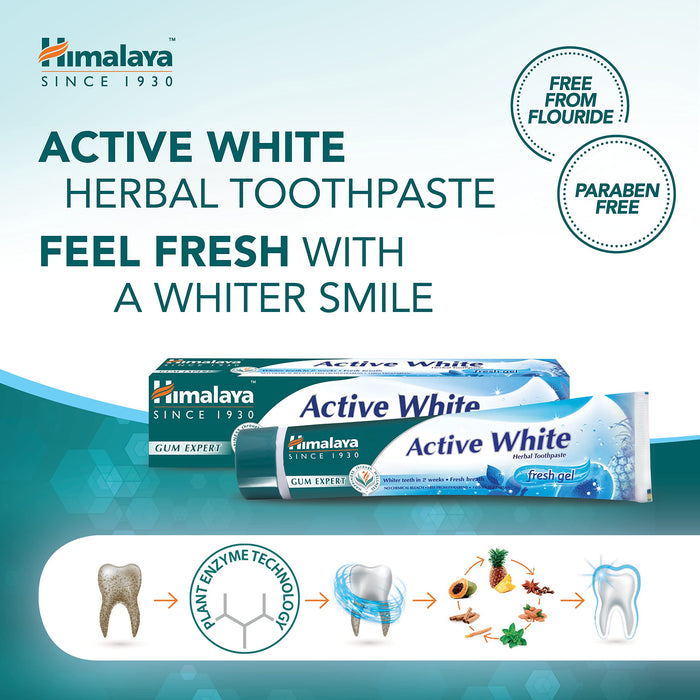 Himalaya Active White Herbal Toothpaste - Fresh Gel - 75 ml. | High-Quality Sports Supplements | MySupplementShop.co.uk