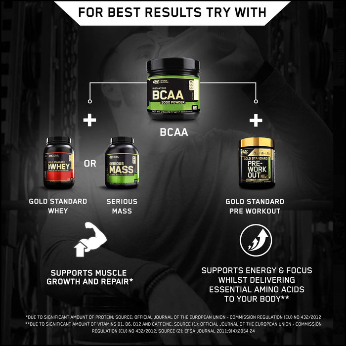 Optimum Nutrition BCAA 5000 Powder, Unflavored - 345 grams | High-Quality Amino Acids and BCAAs | MySupplementShop.co.uk