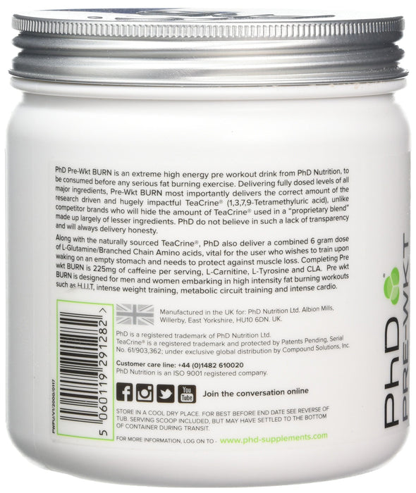 PhD Pre Workout Burn, Fruit Punch - 200 grams | High-Quality Pre & Post Workout | MySupplementShop.co.uk