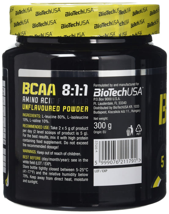 BioTechUSA BCAA 8:1:1, Unflavoured - 300 grams | High-Quality Amino Acids and BCAAs | MySupplementShop.co.uk