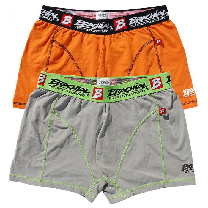 Brachial 2 Pack Boxer Shorts - Orange & Grey - Small - Boxer Shorts at MySupplementShop by Brachial The Lifestyle Company