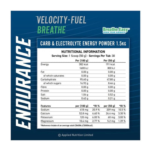 Applied Nutrition Endurance Carb & Electrolyte Energy (Breathe) 1.5kg Blackcurrant | High-Quality Sports & Nutrition | MySupplementShop.co.uk