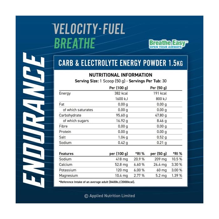 Applied Nutrition Endurance Carb & Electrolyte Energy (Breathe) 1.5kg Blackcurrant | High-Quality Sports & Nutrition | MySupplementShop.co.uk