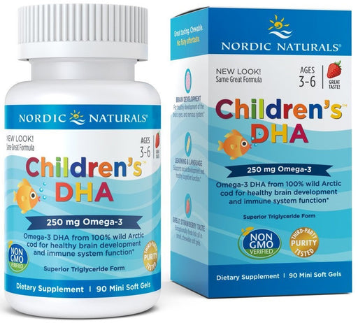 Nordic Naturals Children's DHA, 250mg Strawberry - 90 softgels - Health and Wellbeing at MySupplementShop by Nordic Naturals