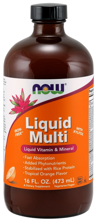 NOW Foods Liquid Multi, Tropical Orange (Iron Free) - 473 ml. - Vitamins & Minerals at MySupplementShop by NOW Foods