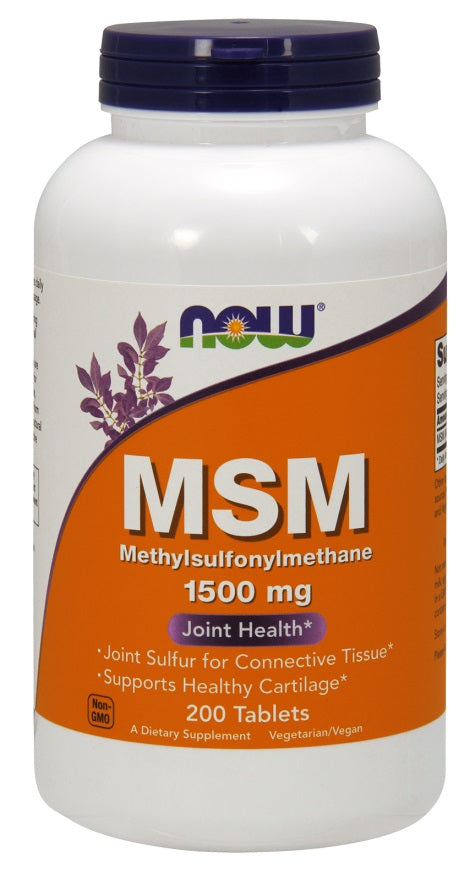 NOW Foods MSM Methylsulphonylmethane, 1500mg - 200 tabs - Joint Support at MySupplementShop by NOW Foods