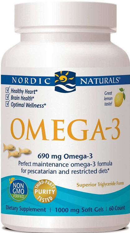 Nordic Naturals Omega-3, 690mg Lemon (Fish Gelatin) - 60 fish gels | High-Quality Sports Supplements | MySupplementShop.co.uk