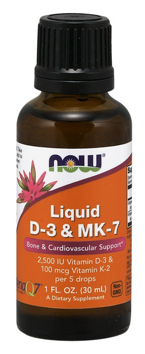 NOW Foods Liquid D-3 & MK-7 - 30 ml. - Vitamins & Minerals at MySupplementShop by NOW Foods