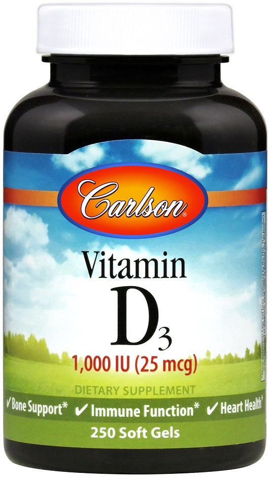 Carlson Labs Vitamin D3, 1000 IU - 250 softgels | High-Quality Vitamins & Minerals | MySupplementShop.co.uk