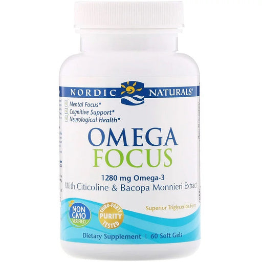 Nordic Naturals Omega Focus with Citicoline & Bacopa Monnieri Extract, 1280mg - 60 softgels - Health and Wellbeing at MySupplementShop by Nordic Naturals