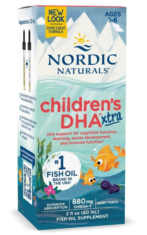 Nordic Naturals Children's DHA Xtra, 880mg (Berry Punch) - 60ml - Health and Wellbeing at MySupplementShop by Nordic Naturals