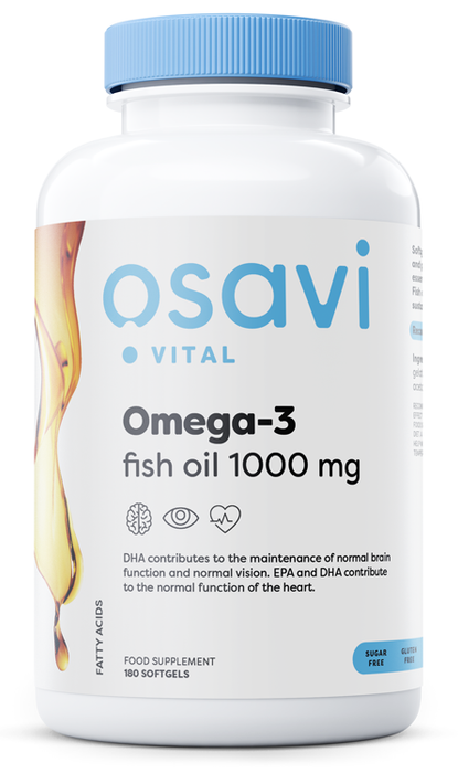 Osavi Omega3 Fish Oil Molecularly Distilled 1000mg  180 softgels - Health and Wellbeing at MySupplementShop by Osavi