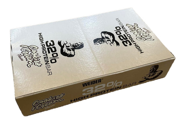 32% High Protein Bar, Cookies & Cream - 12 x 60g by Weider at MYSUPPLEMENTSHOP.co.uk